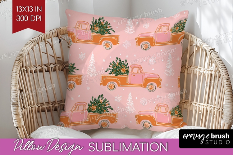 Pink Christmas Pillow Sublimation - Coquette Xmas Pillow PNG