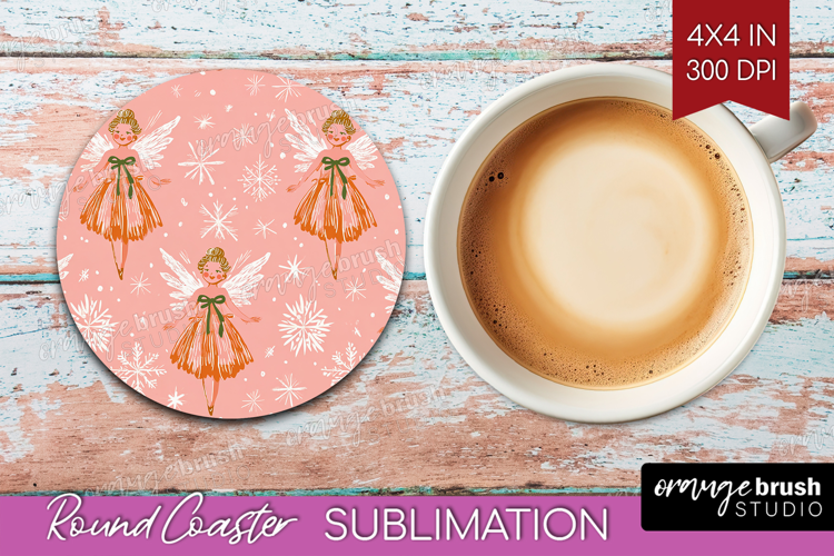 Pink Christmas Round Coaster - Coquette Xmas Coaster PNG