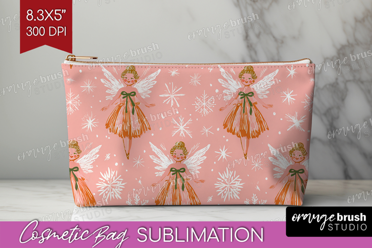 Pink Christmas Cosmetic Bag - Coquette Xmas Makeup Bag PNG