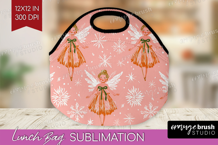 Pink Christmas Lunch Bag - Coquette Xmas Lunch Bug PNG