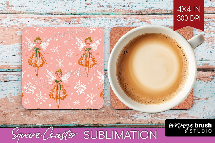 Pink Christmas Square Coaster - Coquette Xmas Coaster PNG