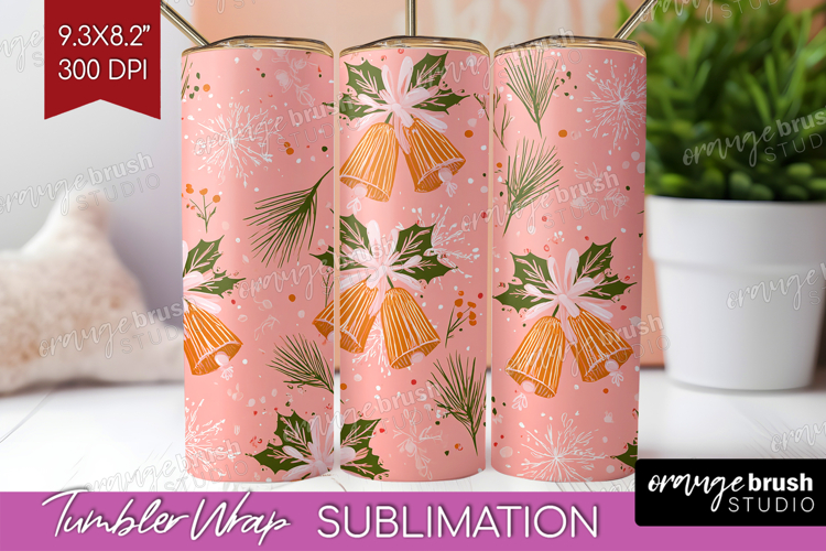 Pink Christmas Tumbler Wrap - Coquette Xmas Tumbler PNG
