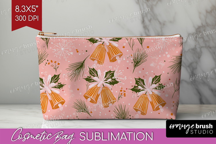 Pink Christmas Cosmetic Bag - Coquette Xmas Makeup Bag PNG