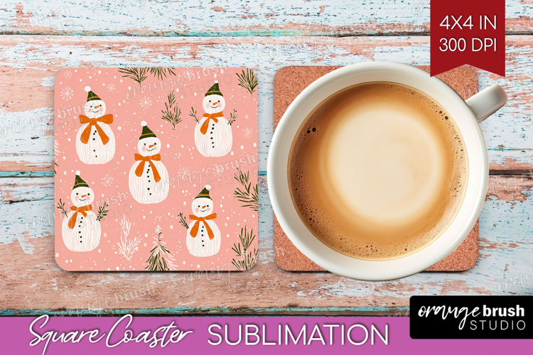 Pink Christmas Square Coaster - Coquette Xmas Coaster PNG
