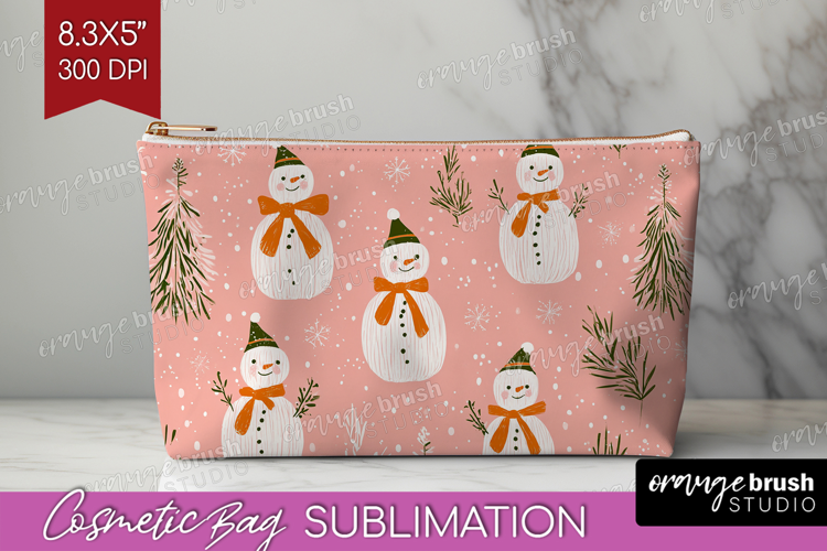 Pink Christmas Cosmetic Bag - Coquette Xmas Makeup Bag PNG