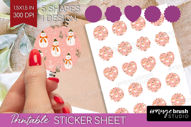 Pink Christmas Round Sticker - Coquette Xmas Printable Sheet