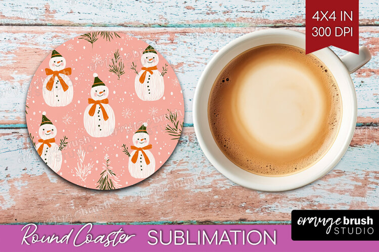 Pink Christmas Round Coaster - Coquette Xmas Coaster PNG example image 1