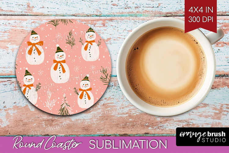 Pink Christmas Round Coaster - Coquette Xmas Coaster PNG