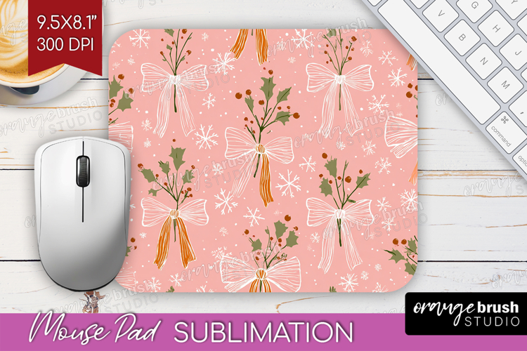 Pink Christmas Mouse Pad Sublimation - Coquette Xmas PNG example image 1