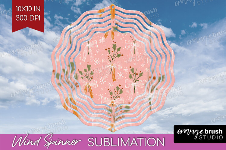Pink Christmas Wind Spinner Sublimation PNG - Coquette Xmas example image 1