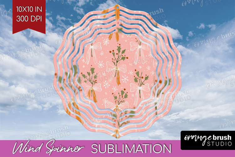 Pink Christmas Wind Spinner Sublimation PNG - Coquette Xmas