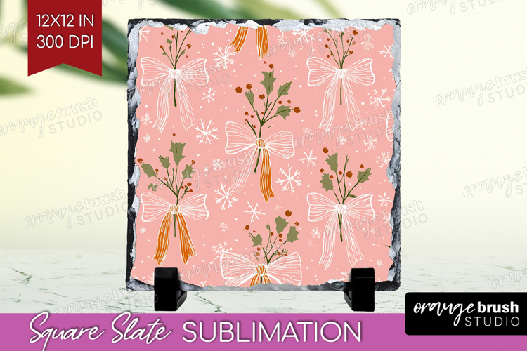 Pink Christmas Slate PNG - Coquette Xmas Square Slate