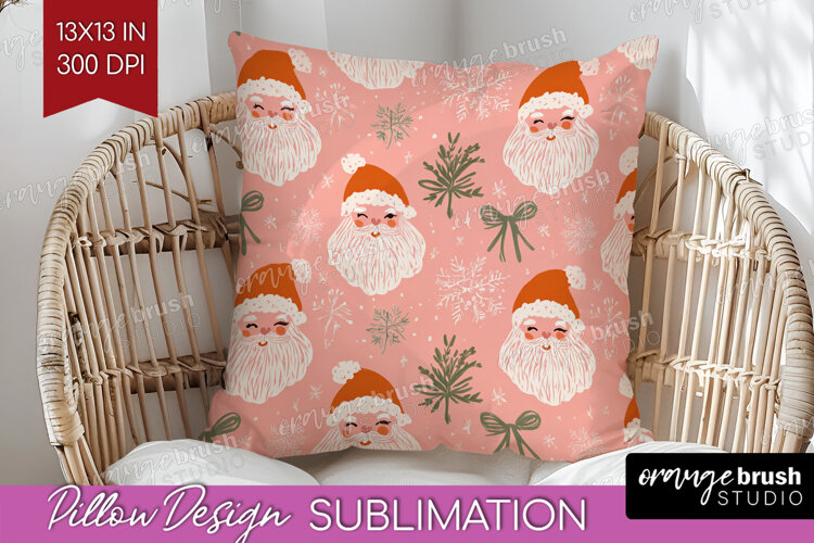 Pink Christmas Pillow Sublimation - Coquette Xmas Pillow PNG example image 1