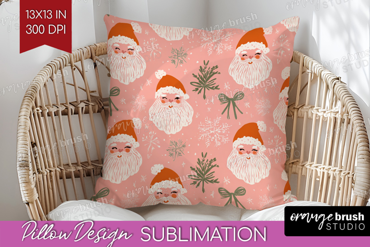 Pink Christmas Pillow Sublimation - Coquette Xmas Pillow PNG