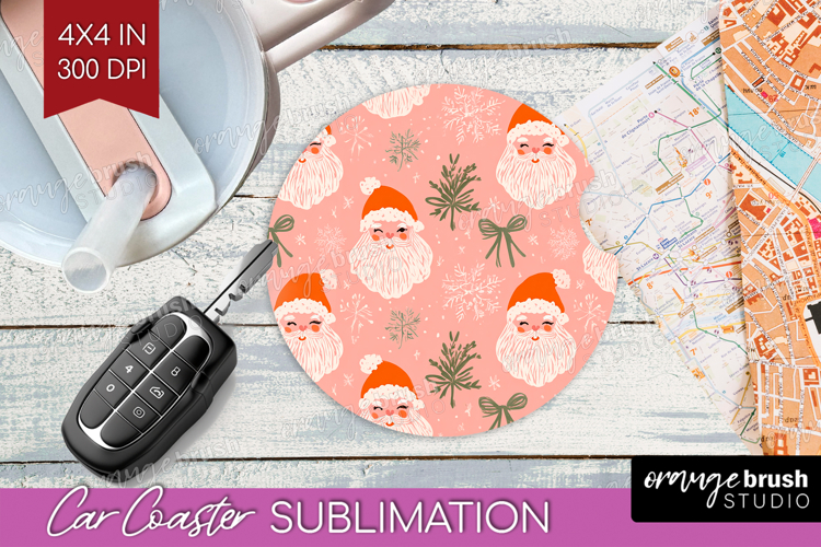 Pink Christmas Car Coaster - Coquette Xmas Coaster PNG