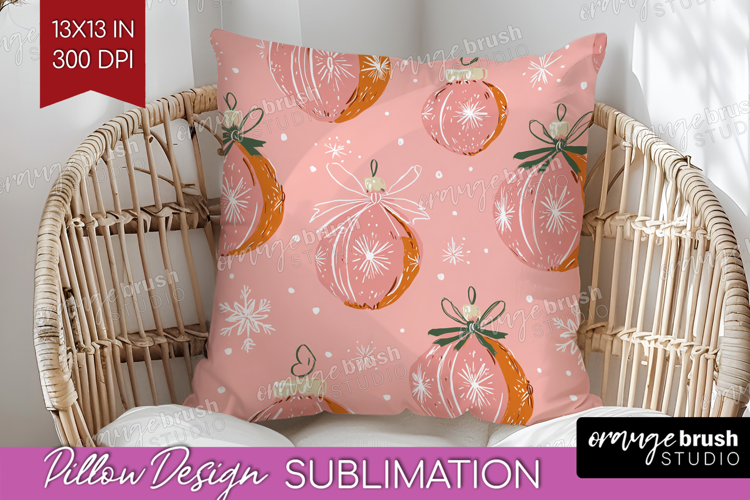 Pink Christmas Pillow Sublimation - Coquette Xmas Pillow PNG