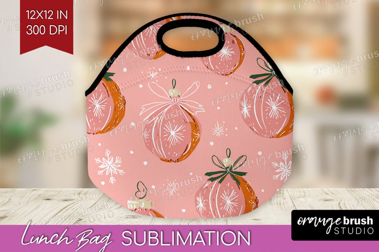 Pink Christmas Lunch Bag - Coquette Xmas Lunch Bug PNG