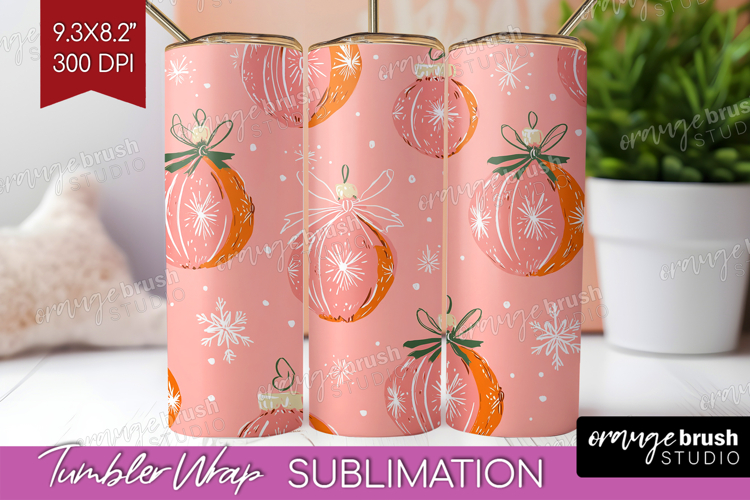 Pink Christmas Tumbler Wrap - Coquette Xmas Tumbler PNG