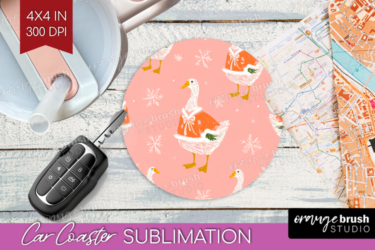 Pink Christmas Car Coaster - Coquette Xmas Coaster PNG