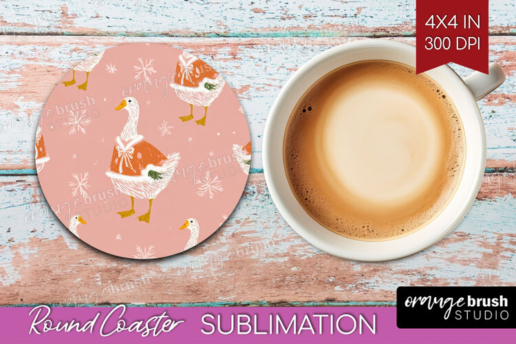 Pink Christmas Round Coaster - Coquette Xmas Coaster PNG example image 1
