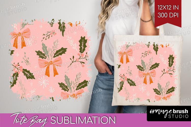 Pink Christmas Tote Bag - Coquette Xmas Tote Bag PNG