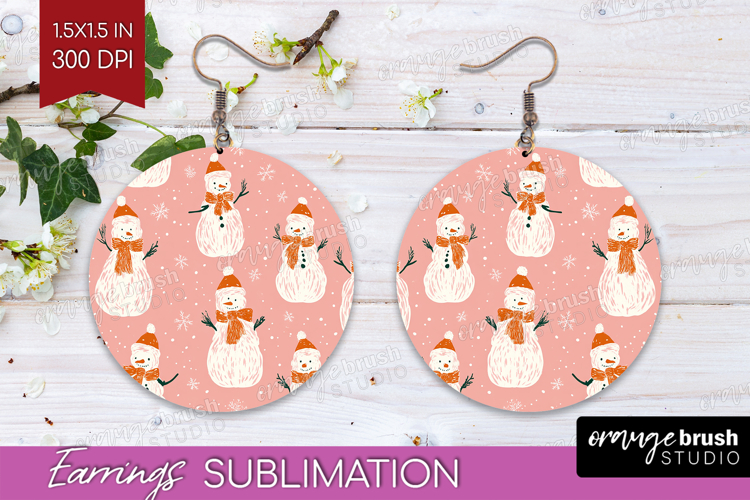 Pink Christmas Round Earrings - Coquette Xmas PNG