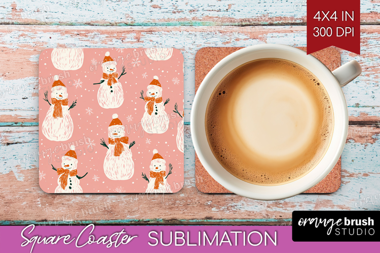 Pink Christmas Square Coaster - Coquette Xmas Coaster PNG