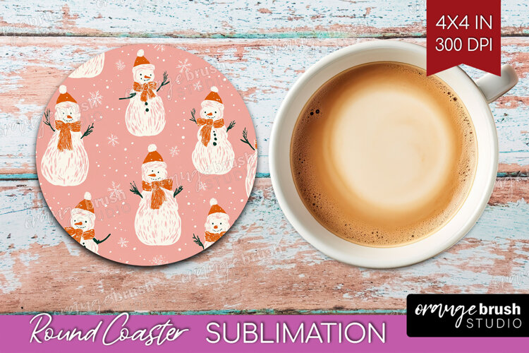 Pink Christmas Round Coaster - Coquette Xmas Coaster PNG example image 1