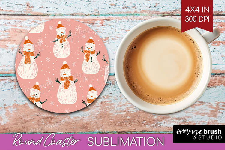 Pink Christmas Round Coaster - Coquette Xmas Coaster PNG