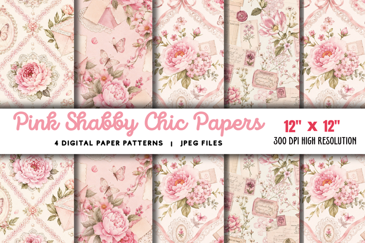 Pink Shabby Chic Papers JPG