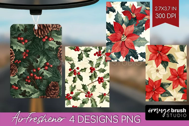 Poinsettia Air Freshener PNG - Christmas PNG Sublimation