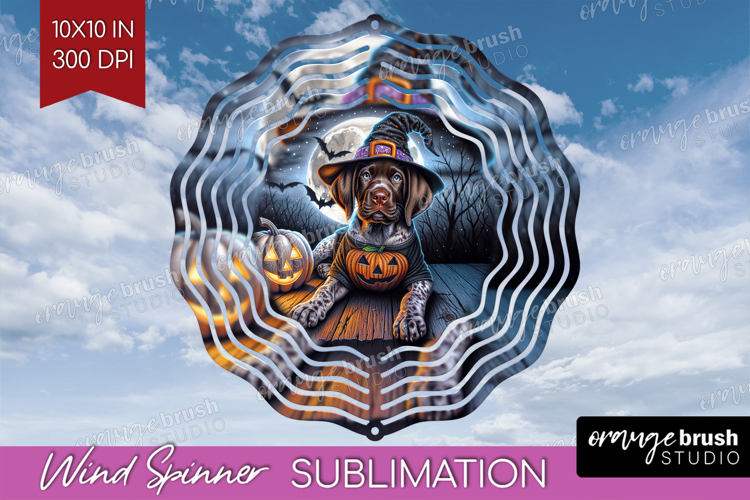 Pointer Dog Wind Spinner Sublimation PNG Halloween Round