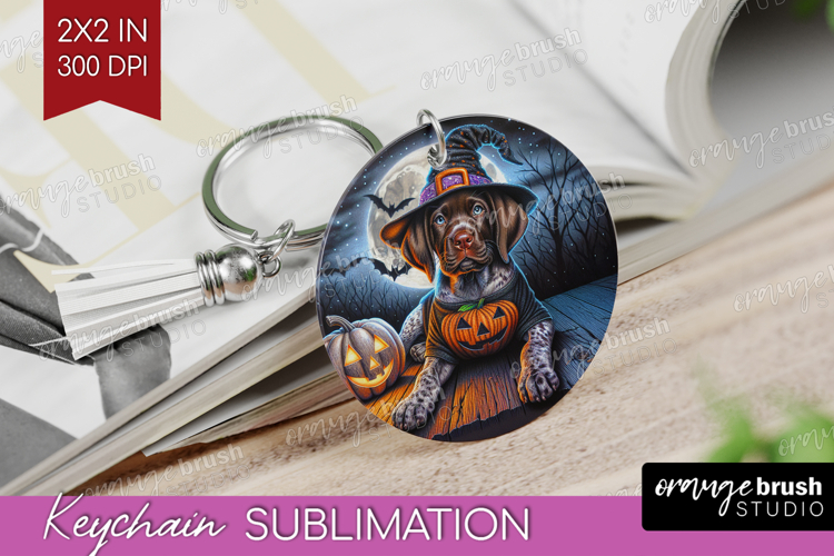 Pointer Dog Keychain PNG Halloween Keychain Sublimation