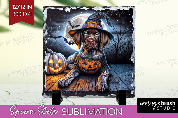 Pointer Dog Slate PNG Halloween Square Slate Sublimation