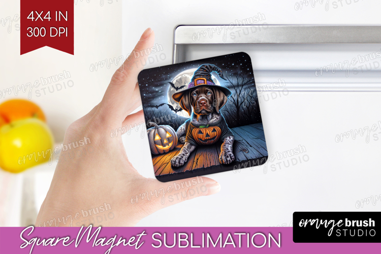 Pointer Dog Magnet Sublimation Halloween Square Magnet PNG