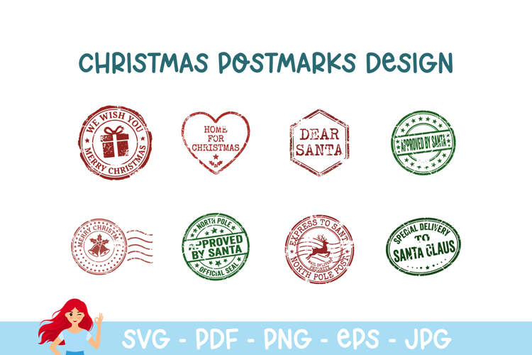 Christmas postmark, mail delivery stamps