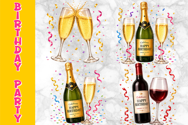 Birthday Accessories Clipart, Champagne   Wine Celebration