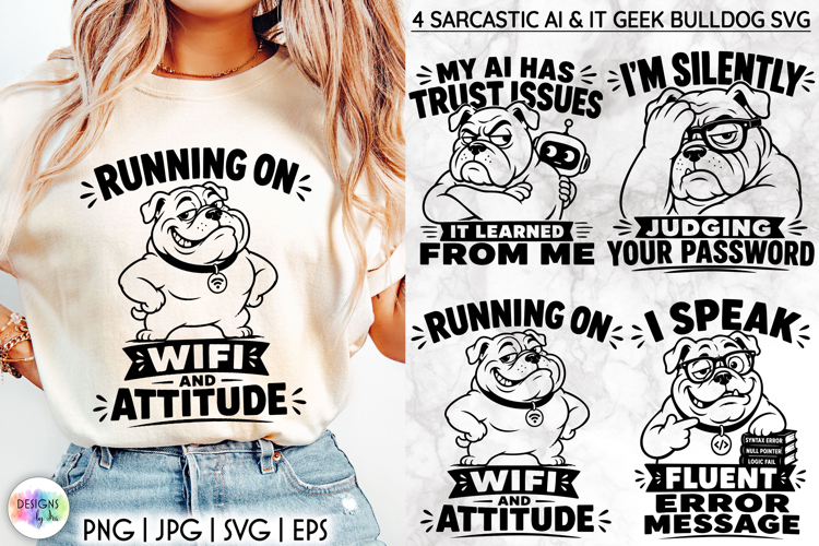 Funny AI Bulldog SVG Collection for Programmers & IT Geeks