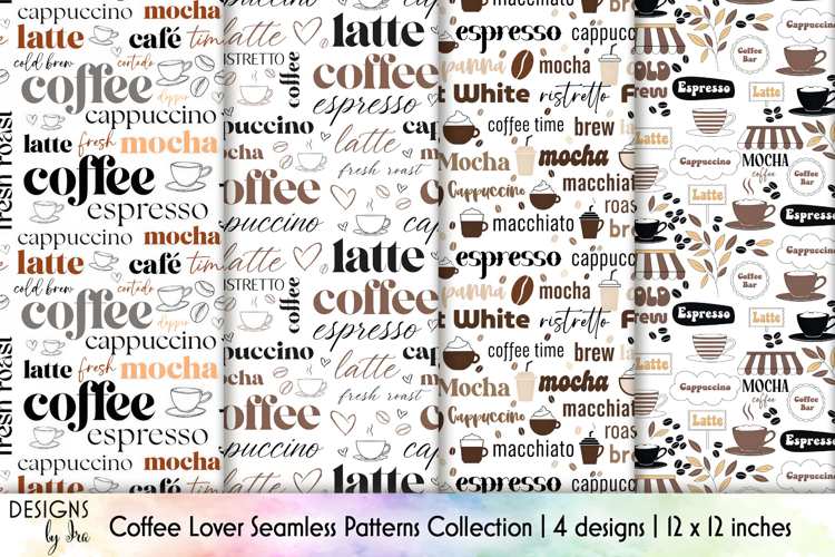 Coffee Lover Seamless Pattern, Coffeehouse Typography example image 1