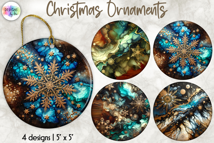 Christmas Ornaments Sublimation, Alcohol Ink Ornaments