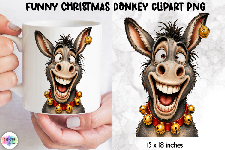Funny Christmas Donkey PNG, Jingle Bell Clipart