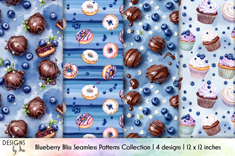 Blueberry Dessert Pattern, Chocolates with berries Patterns