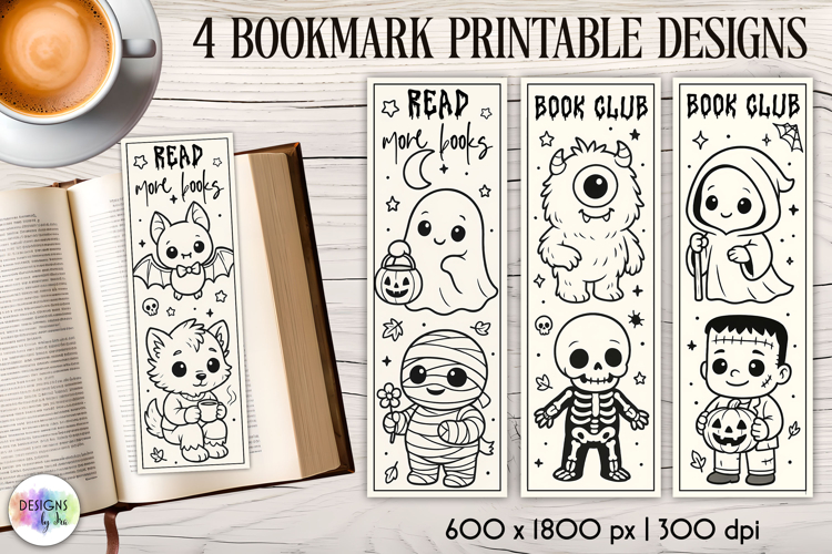 Halloween Bookmarks, Colouring Bookmark, Cute Monsters