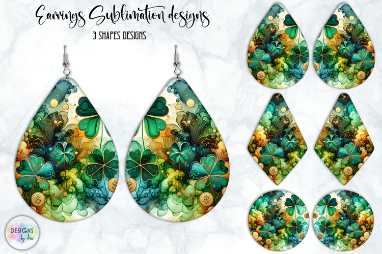 St. Patrick’s Day Earrings Sublimation, Lucky Clover Art