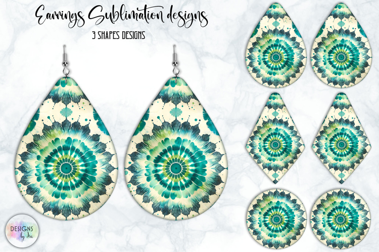 Tie Dye Earrings Sublimation, Boho Teardrop Earrings Print