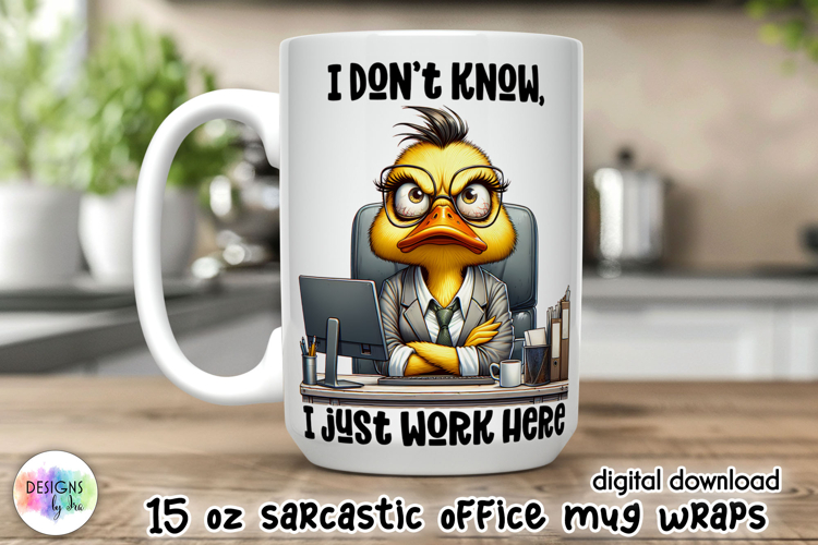 Sarcastic Office Mug Wrap, Funny Office Worker Mug Design