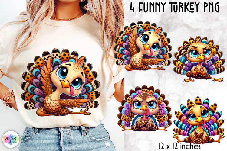 Funny Turkey PNG, Cute Thanksgiving Sublimation
