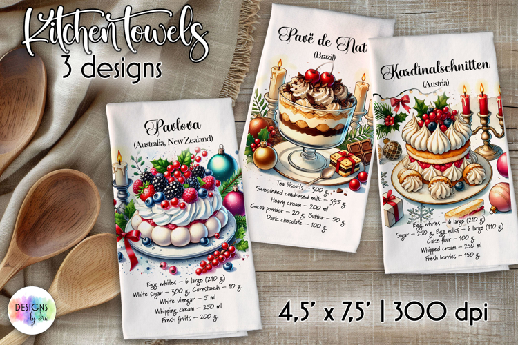 Christmas Recipe Kitchen Towel, Printable Holiday Towels