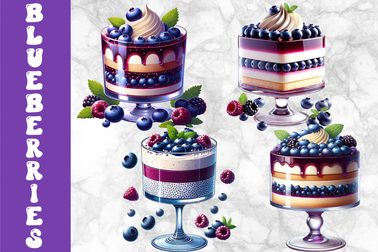 Blueberry Layered Dessert Glass Clipart