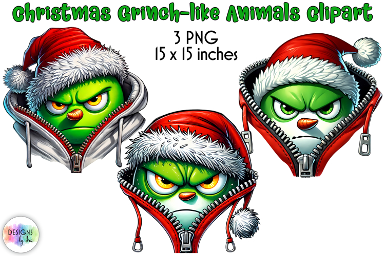 Christmas Animals Clipart, Grinch-like Animals PNG